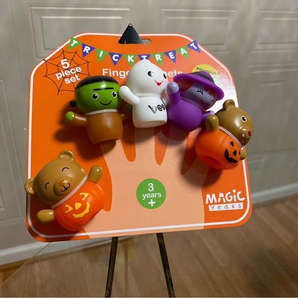 New Halloween Ghost Franstein Witch Pumpkin 5 Finger Puppets Bath Time Fun - Picture 5 of 5